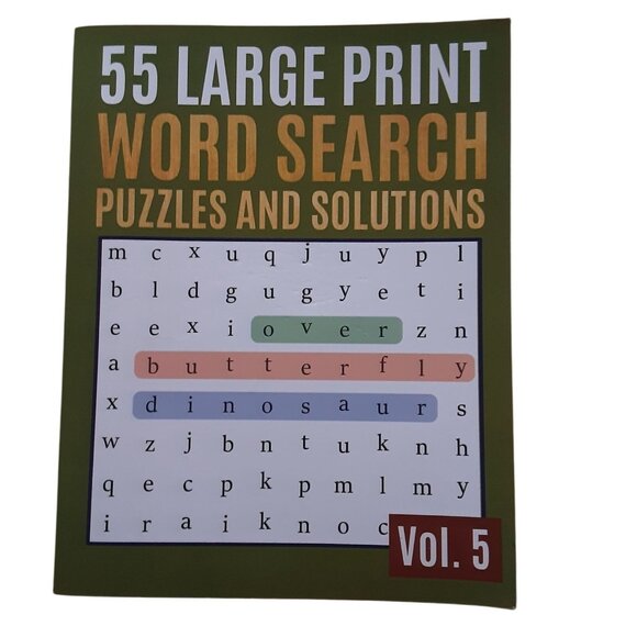55 Large Print Word Search Puzzle Books Vol. 5 & Vol. 36 Games & Solutions Paper - Picture 3 of 10